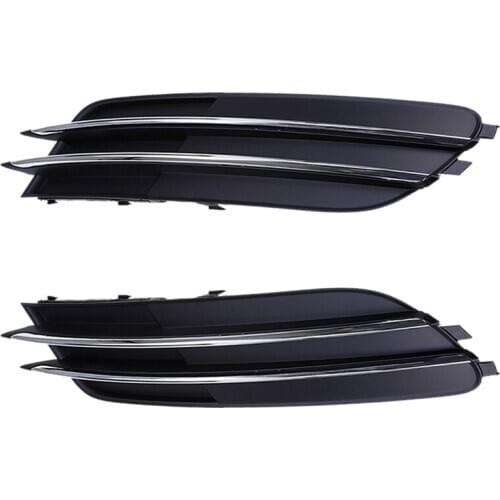 For A6 C7 2011-2014 Chrome Strip Front Left Right Bumper Lower Grilles Cover Front Fog Light Cover Lamp Mask