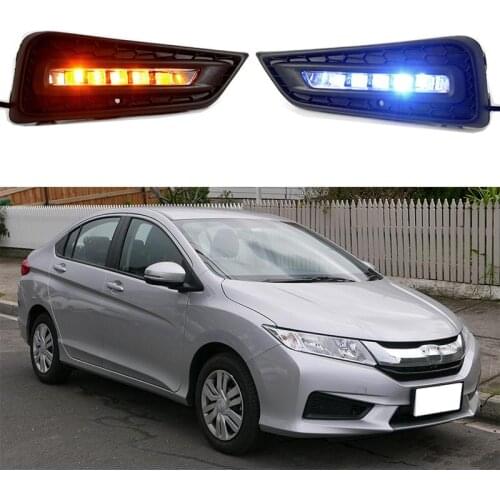 For Honda City 2014 2015 2016 LED DRL Daytime Running Light Fog Lamp w/ Turn Signal