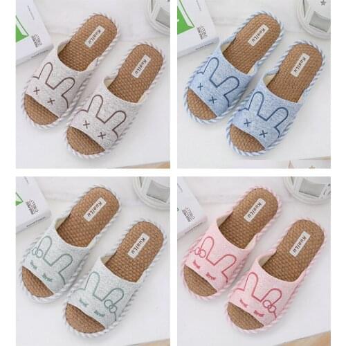Mens and Womens Lovers Indoor Rabbit Family Comfortable Floor Antiskid Flat Bottom Spring and Autumn Slippers