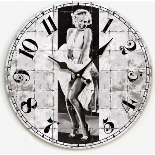 European American country retro pastoral living room cafe creative personality wall clock hanging table mute Marilyn Monroe