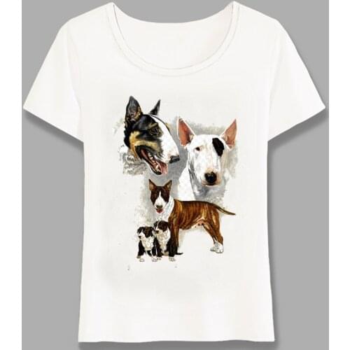 I Love My Friend Bull Terrier Art Maiden T-Shirt Novelty Women t-shirt Funny Dog Print Cute Girl Top Ladies Casual Tees Harajuku