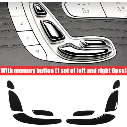 8PCS Black Auto Car Door Seat Adjust Button Switch Cover Sticker Trim for Mercedes Benz E C GLC Cl W213 W205 X253