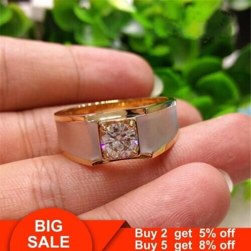 Solitaire male ring 925 Sterling silver AAAAA cz Hollow Engagement Wedding Band Rings for men Party Jewelry