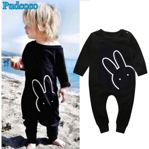 Baby Boy Girl Winter Warm Long Sleeves Cute Romper Rabbit Jumpsuit Infant Kids Clothes Casual Black Outfits SS