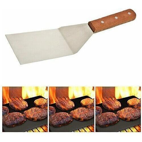 Stainless Steel Spatulas Non-Stick Cooking Scraper Knife Riveted Wood Handle Outdoor BBQ Restaurant House Fried Rice