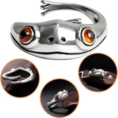 Frog Open Rings for Women Men Vintage Punk Animal Figure Silver Color Ring Fashion Party Jewelry