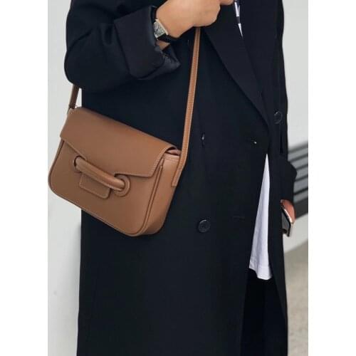 OUSSON New Design Small Square Leather One-Shoulder Bag Exquisite Female Retro Crossbody Bag