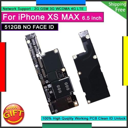 For IPhone XS MAX 512GB NO Face ID Unlocked Mainboard Original Motherboard Factory Free iCloud Logic Board Good Working Plate