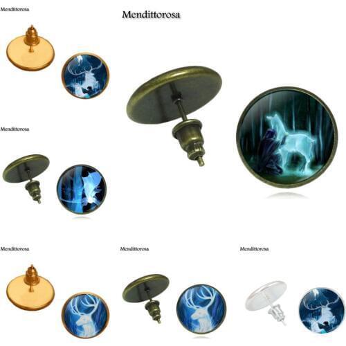 Mendittorosa 1PCS Always Perez Patronus HP Bronze/Silver/Golden Clip Ear Hook Stud Earrings For Women Christmas Gift