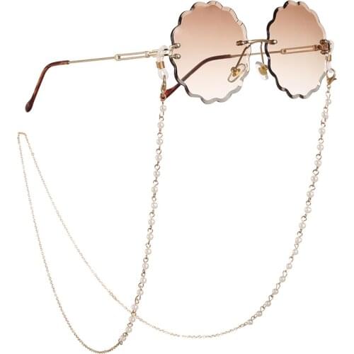 Fashion Eyeglasses Chain Imitation Pearl Beaded Trendy Women Outside Casual Sunglasses Accessory Necklace Gift Mask Hanging Rope