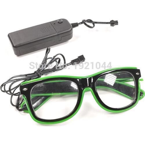 Cheap Fashion Glow Party Props EL Wire Glowing Sunglasses LED neon rope tube EL Glasses 10Colors with 3V Steady on Drive