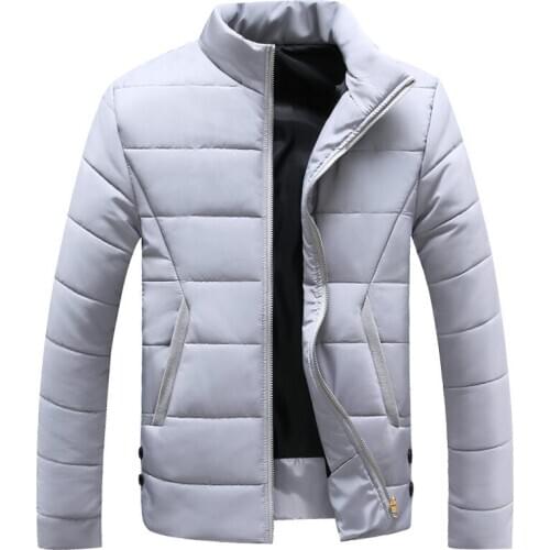 New Autumn And Winter Mens Stand Collar Solid Color Slim Fit down Feather Cotton-padded Clothes Plus-sized Casual