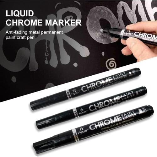 New Liquid Chrome Marker Set Silver Art Liquid Mirror Chrome Markers Fade-proof Metal Permanent Paint Craftwork Pen Accessories