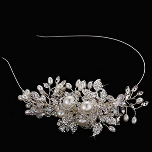 Luxury Hot Crystal Rhinestone Pearls Wave Hairband Women Bridal Wedding Tiara Hair Accessories Crown Headband Fashion Hairwear