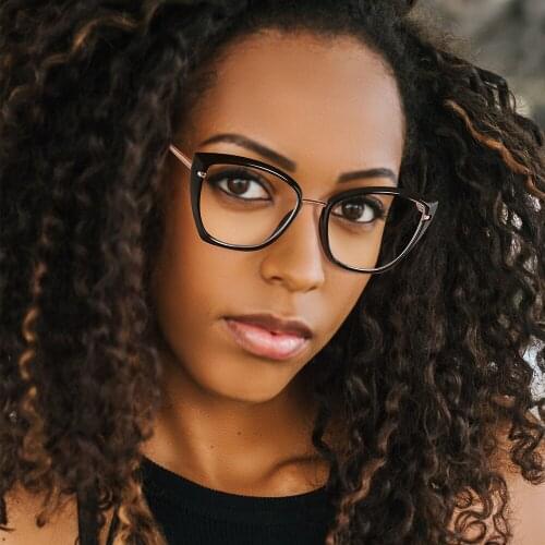Fashionable TR90 Optical Frame Oversize Cat Eye Shape Anti Blue Light Blocking Glasses For Women Wearing UV400 Filter