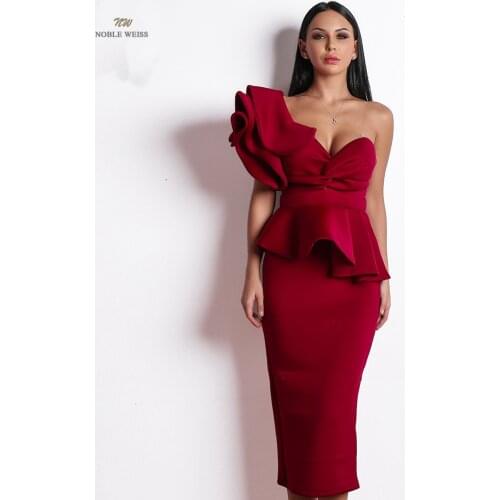 Prom Dresses One-Shoulder Sexy Dresses Woman Party Night Short Ruffles Cocktail Dresses