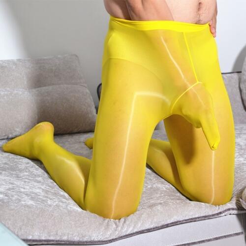 Sexy Plus Size Sockings Shiny Glossy U Convex Pouch Sexy Tight Stockings COCKing Shaping Pantyhose Candy Color Gay Wear 18