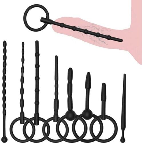 8pcs Silicone Urethral Dilator Sounds Set Soft Penis Plugs Male Masturbator Urethra Sounding Rod Sex Toys For Men Sexshop