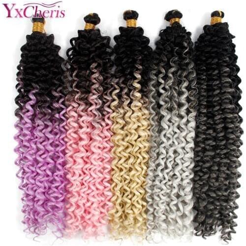 Synthetic Ombre Braiding Hair Extensions Water Wave Crochet Hair Blonde Pink Grey Hair Bundles