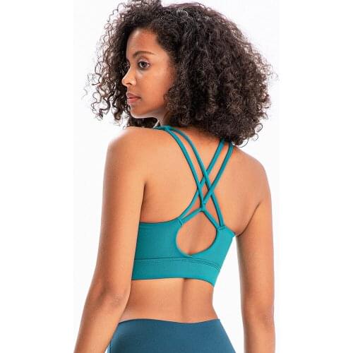 CLOUD Medium Support Fitness Yoga Sports Bras Top Women Naked Feel Cross Straps Workout Gym Bras Athletic Brassiere