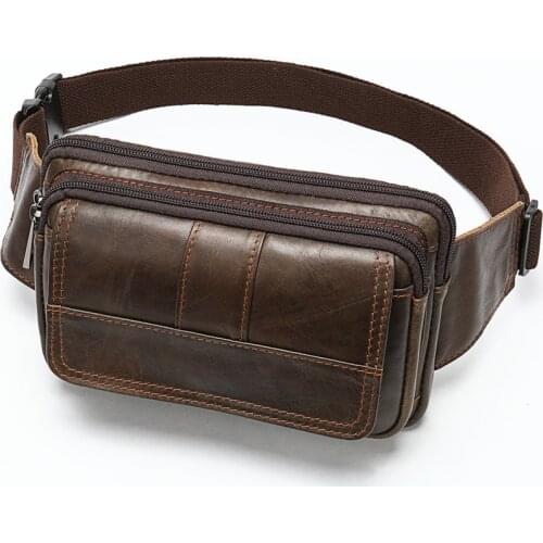 Fashion Travel Waist Bag Men Quality Leather Male Crossbody Sling Bag Design Casual Travel Cigarette Case Pouch Mens Bag Small