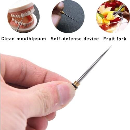 Titanium Outdoor Edc Portable Multifunctional Toothpick Bottle Fruit Fork Camping Tool Toothpick Tube Stronger Than Dental Floss