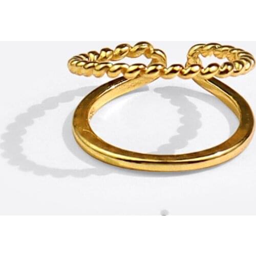 VENTFILLE 925 Sterling Silver Finger Rings New Trendy Simple Hollow Geometric Handmade Gold Plated Party Jewelry Gifts