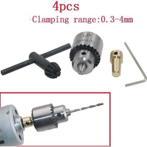 Drill Chucks Clamping 0.3-4mm Jt0 Taper Mounted Drill Chuck With Chuck Key 3.17mm Brass Mini Electric Motor Shaft