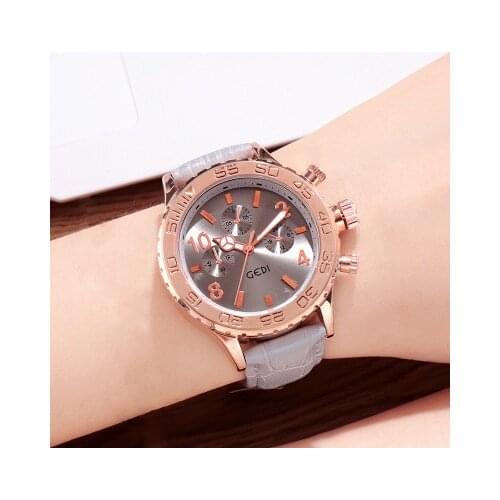 GEDI Womens Watches 2020 Top Luxury Brand Quartz Watches Bracelets For Women Montre Femme Auto Calendar Clock Leather Saat