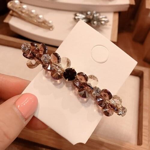 Women Elegant Fashion rhinestone spring Headdress crystal Cute flowers Spring Clip Hairpin Headwear Handmade Hari Accessories
