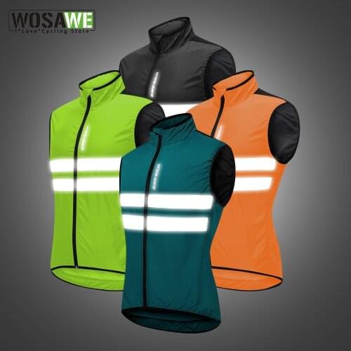 WOSAWE High Visibility Cycling Vest Reflective MTB Sleeveless Windproof Windbreaker Bike Bicycle Jersey Safety Vest Wind Coat