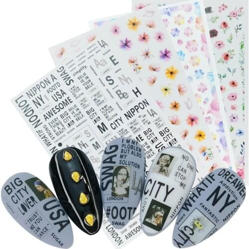 1 Sheet Ultra thin Gummed 3D Nail Art Supplies Decal Flower Letter Fruit Designs Nail Sticker Nails Accessories
