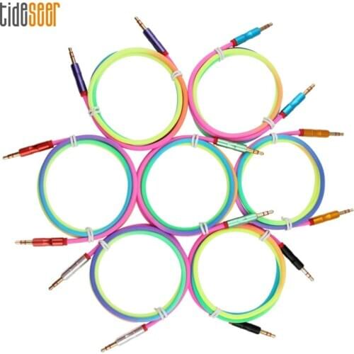 1m Colorful Aux Cable 3.5mm Jack Audio Cables Male to Male Stereo Auxiliary Cord For iPhone MP3 PC Car Headphone Speaker 300pcs