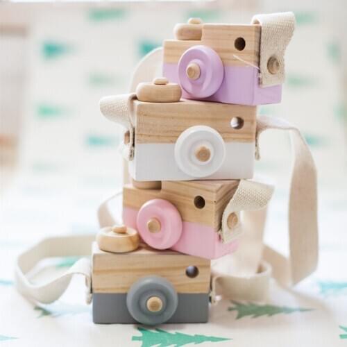1 Pcs Cute Nordic Hanging Home Decoration Wooden Camera Toys Kids Toy Gift Room Decor Furnishing Articles Wooden Holiday gift
