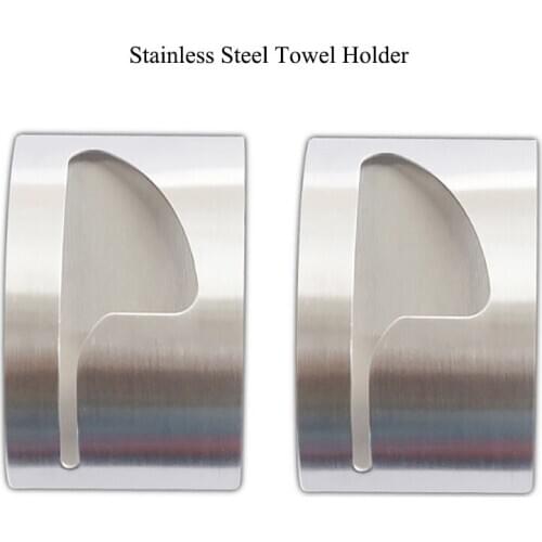 1PC Stainless Steel Towel Holder Wall Mounted Self Adhesive Sucker Towel Holder Hanger For Bathroom Towel Clip Storage Rack