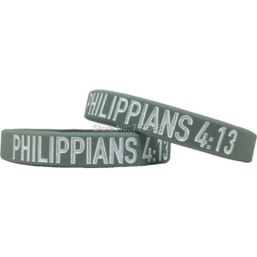 100pcs Bible Verses PHILIPPIANS 4:13 wristband silicone bracelets free shipping by ePacket A