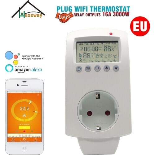 16A programmable WIFI thermostat plug socket EU for electric floor heating