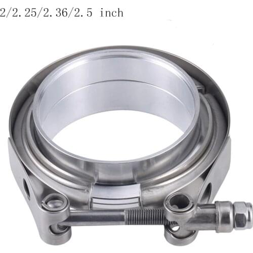 2/2.25/2.36/2.5 Inch V-Band Clamp Stainless Steel Exhaust Downpipe Clamp Flat Flange Assembly Car Accessories