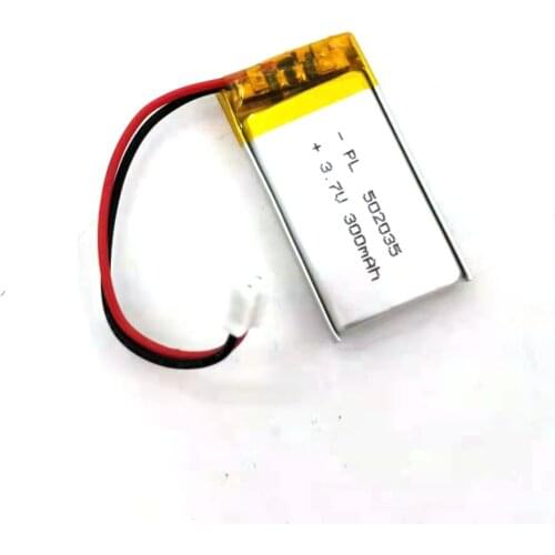2/5/20/200/1000/10000pcs 502035 , Rechargeable 3.7V 300mAh Li Lipo Lithium Polymer Ion Battery Pack with 2 Pin 2.0mm JST