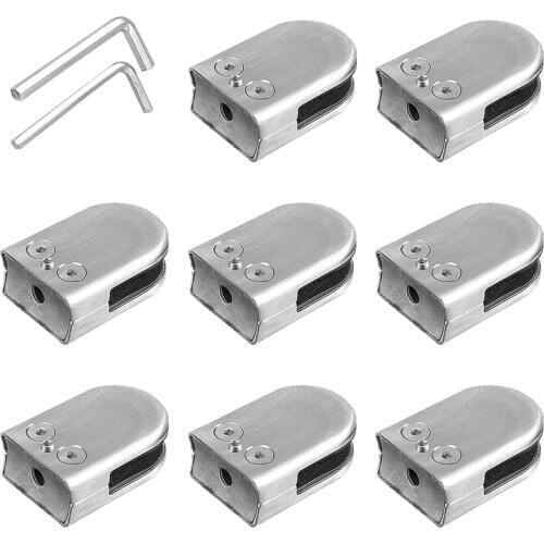 40 Pieces Glass Clamps 8-10mm Stainless Steel Adjustable Glass Bracket Back for Balustrade Staircase Handrail Polishing