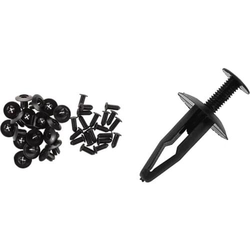 45 Pcs Push in Expanding Screw Panel Clips Plastic Rivet Black 8Mm Hole & 32Mm Long