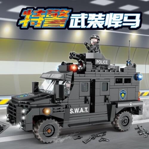 487pcs Kaizhi 67282 City Guardian Police Series Armed Hummer Building Block Assembly Toy Gifts