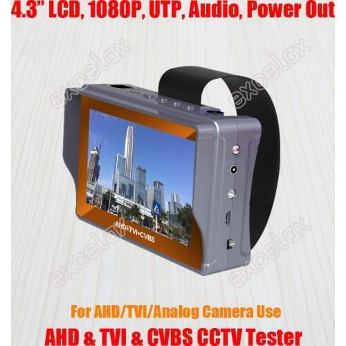 4.3" LCD 1080P AHD TVI CVI CVBS Analog Camera CCTV Tester Monitor PTZ Audio Video DC 5V 12V Out RJ45 UTP Cable Test Rechargeable