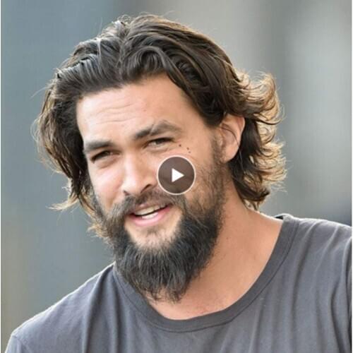 BYMC Black Durable Skin Natural Hair Men Toupee Natural Looking Indian Remy Hair Clear Poly Base Human Men Hair Replacements