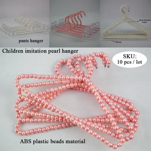 Child Plastic hanger imitation pearl hangers Factory hot sale KIDS coats or skirts display white or pink plastic beads hanger