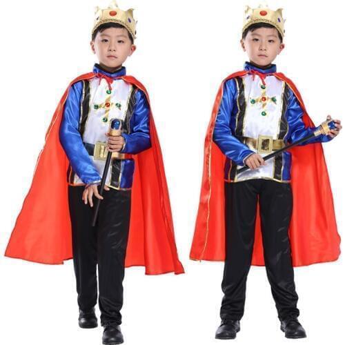 105cm-150cm children kid blue prince king costume christmas halloween prince party clothes suitale for 3-12 years old kid