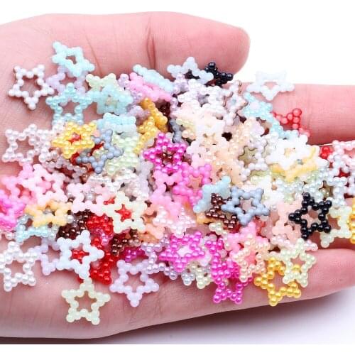 Starlet Shape 2000/100pcs 19 Colors 12mm Half Pearl Nail Art Resin Rhinestones DIY Crafts Jewelry Making Wedding Decorations