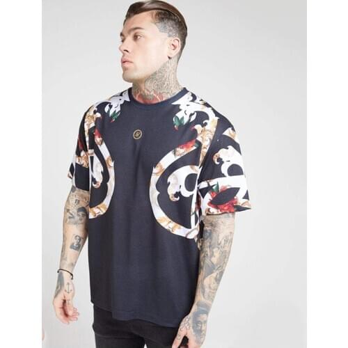 Mens T-shirt Sik Silk Streetwear Hip Hop Floral Man Tshirt Top Tee Summer Casual Silm Fitness Brand Clothing Fashion T shirt Men