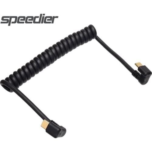 Camera 4K Video Spring Spiral Coild USB C Cable, Stretched Coild U Shape Type C To Type C Male To Male Right Angle USB C Cable