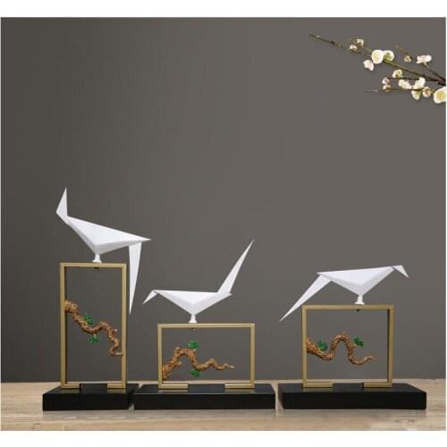CHINESE RESIN GEOMETRIC BIRD IRON STAND ORNAMENTS HOME LIVINGROOM TV CABINET FIGURINES DECORATION HOTEL OFFICE DESKTOP CRAFTS